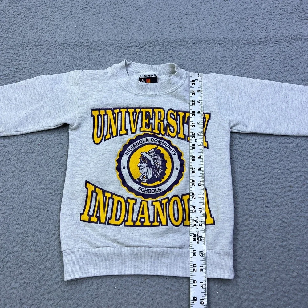 VTG Indianola University Sweatshirt Youth Kids Small 8-10 Gray Crewneck USA Made